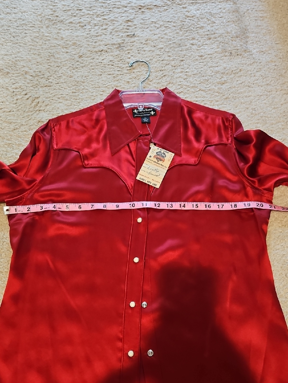 Lucky Brand Red Silk Button-Up Shirt - Picture 6 of 6